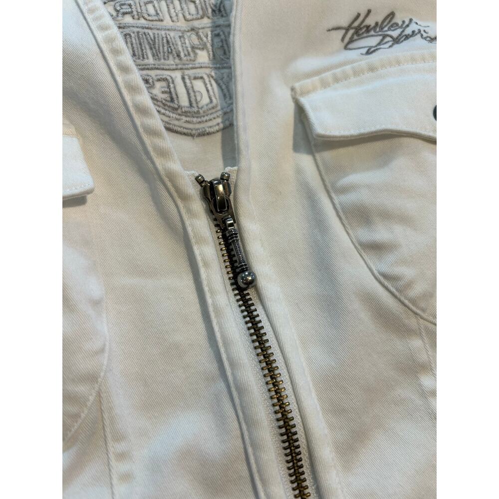 Harley Davidson Women's Zip Up Sleeveless Tank White Large - Picture 5 of 10